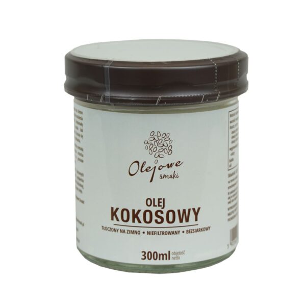 Olej Kokosowy 300ml OlejoweSmaki.pl w szklanym słoiku